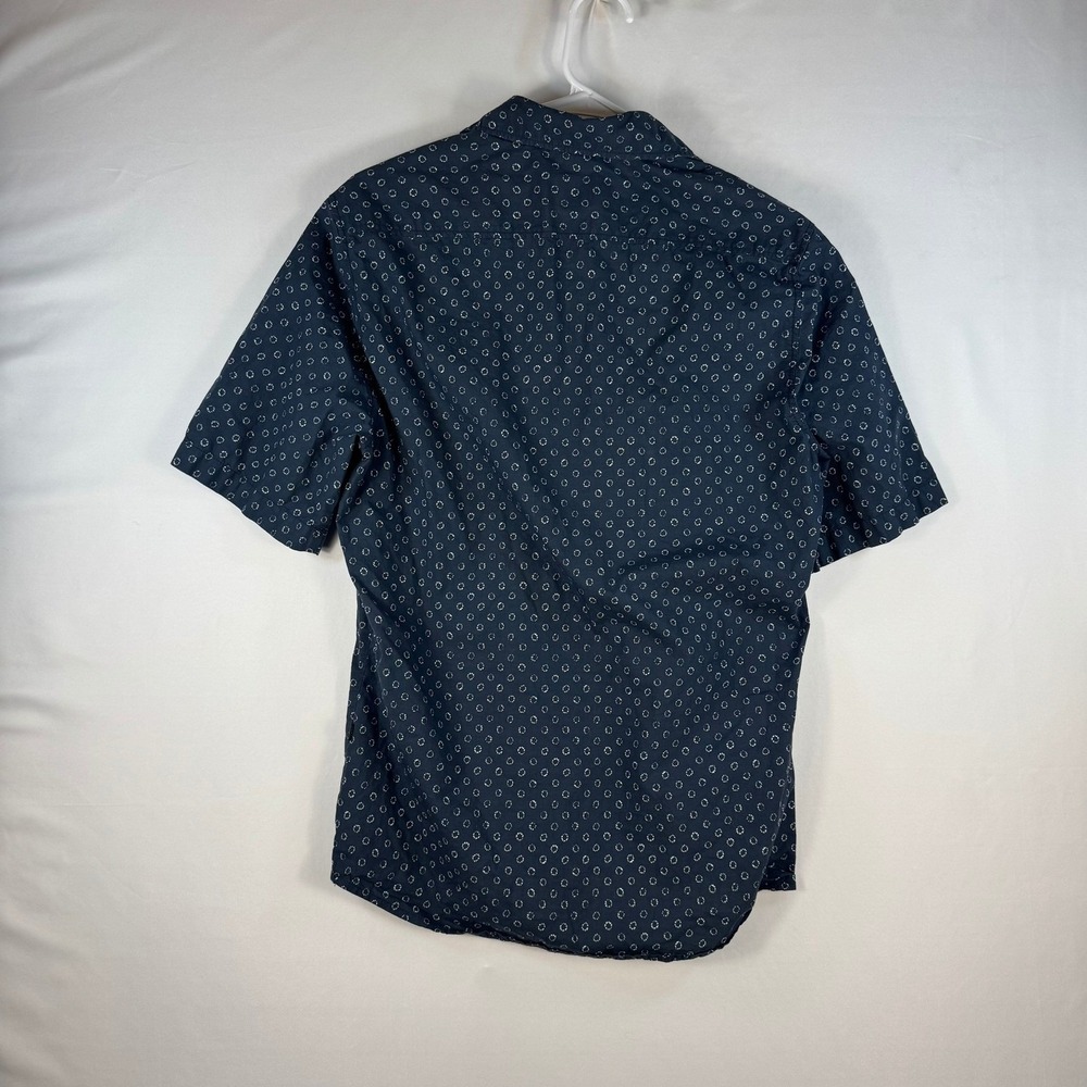 Hugo Boss Mens Navy Blue Geometric Circle Print Short Sleeve Button Down Shirt S - Picture 3 of 7